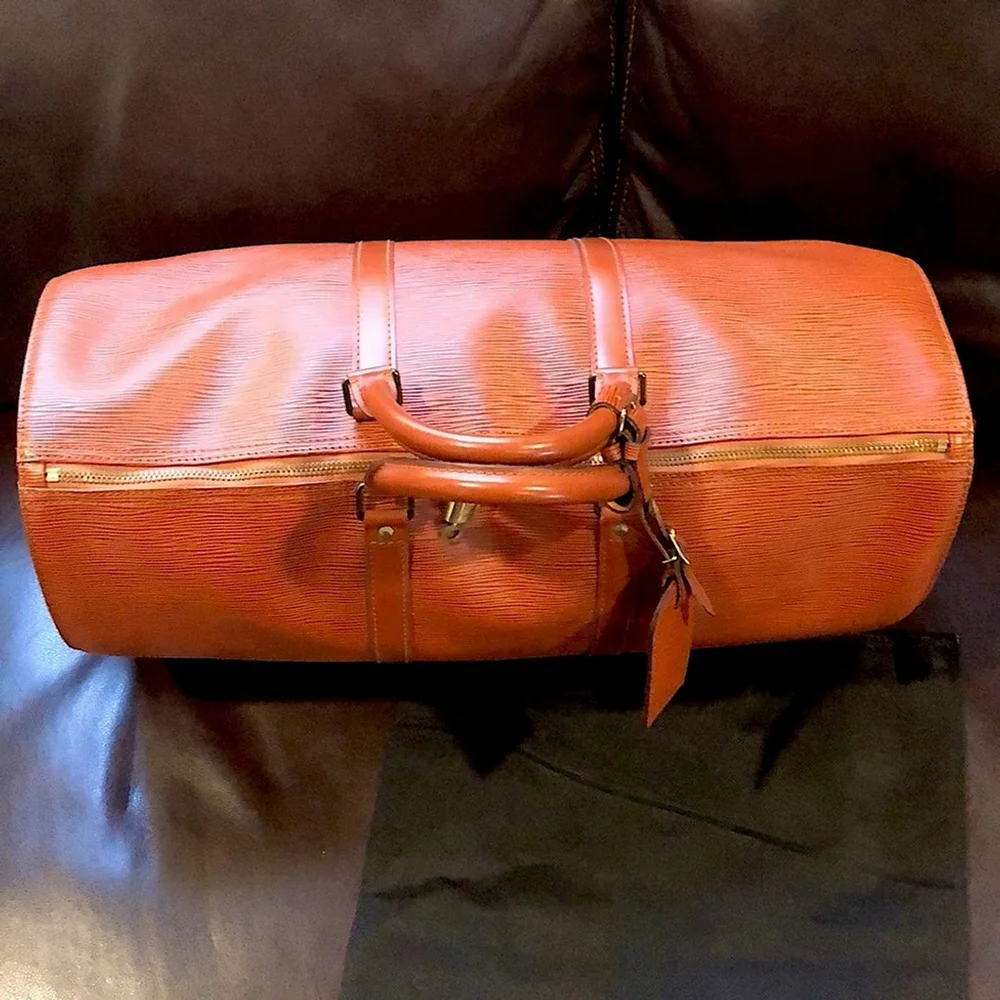 Vintage LOUIS VUITTON LV 50 Kenyan Fawn Rust Orange Epi Leather Travel Tote Bag - Picture 4 of 17